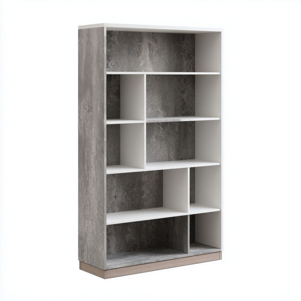 Wooden bookshelf with minimalist design and storage cabinets 160 x 80 x 30cm