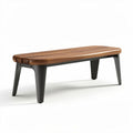 Outdoor wooden bench with metal legs 120 x 50 x 40cm natural finish