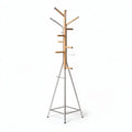 Wood and metal coat rack with multiple hooks for entryway storage 180 x 50 x 50cm