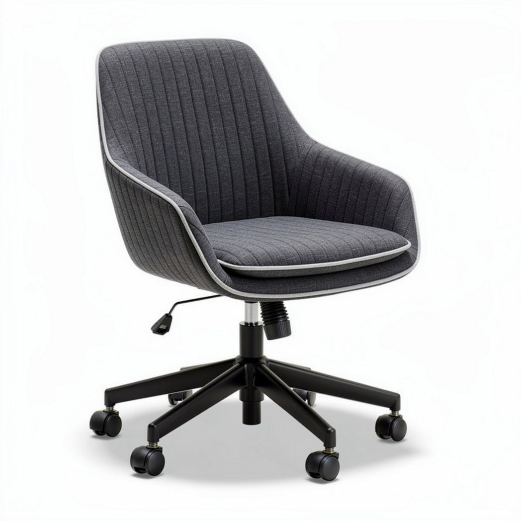 Fabric office chair with swivel base and adjustable height in gray 60 x 60 x 85cm