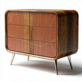 Wood and metal storage cabinet with geometric design 120 x 50 x 80cm
