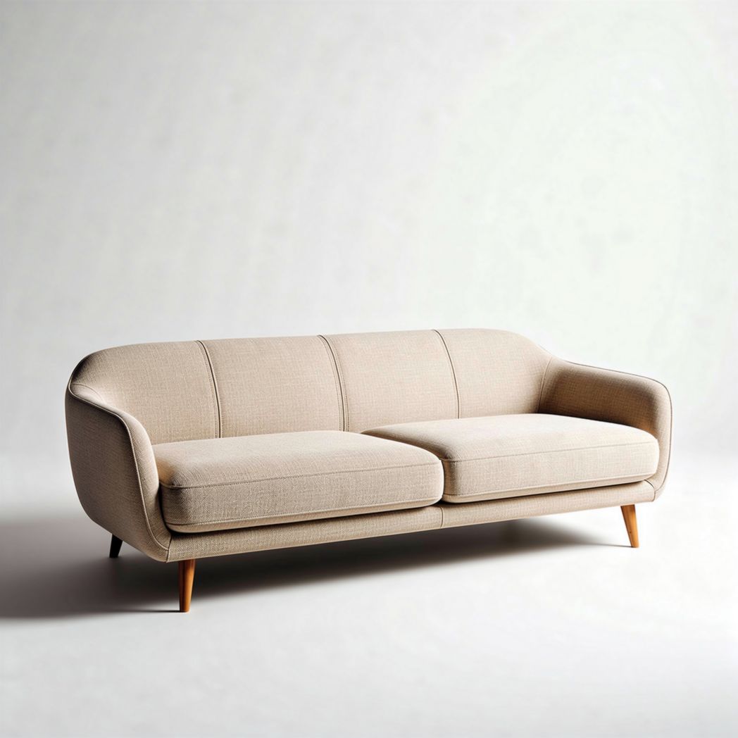 Modern beige fabric sofa with ergonomic design suitable for living room 200 x 85 x 80cm